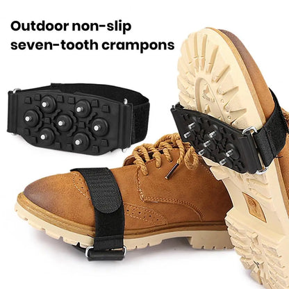 Shoes Ice Cleats 7 Spikes Adjustable Fastener Tape Anti-slip Outdoor Climbing Boots Ice Snow Grips Crampons Gripper