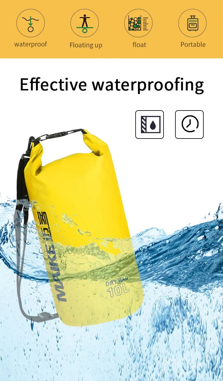Maike Dry Bags Waterproof Bag for Women Men 5L/10L/15L Swimming Rafting Kayaking River Trekking Waterproof Dry Bag Backpack