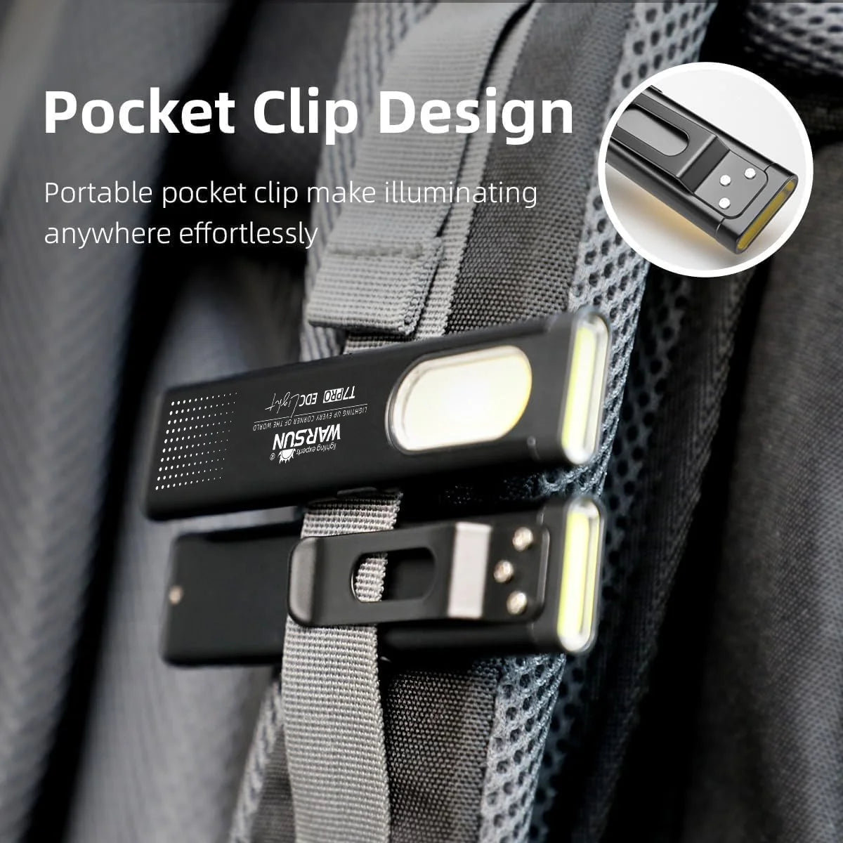 Warsun LED Keychain Flashlight  650Lm Portable Mini Torch Light Pocket Lantern Flood Work Light With Magnet