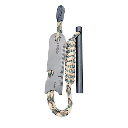 Outdoor Survival Fire Starter Multifunctional Ferrocerium Rod with Paracord & Scraper, Camping Emergency Flint Fire Steel