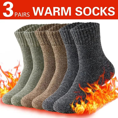 3 Pairs Men's Socks Winter Thick Towel Man's Outdoor Sports Long Socks Cold Resistant Frost Proof Snow Socks For Man Gift 39-44