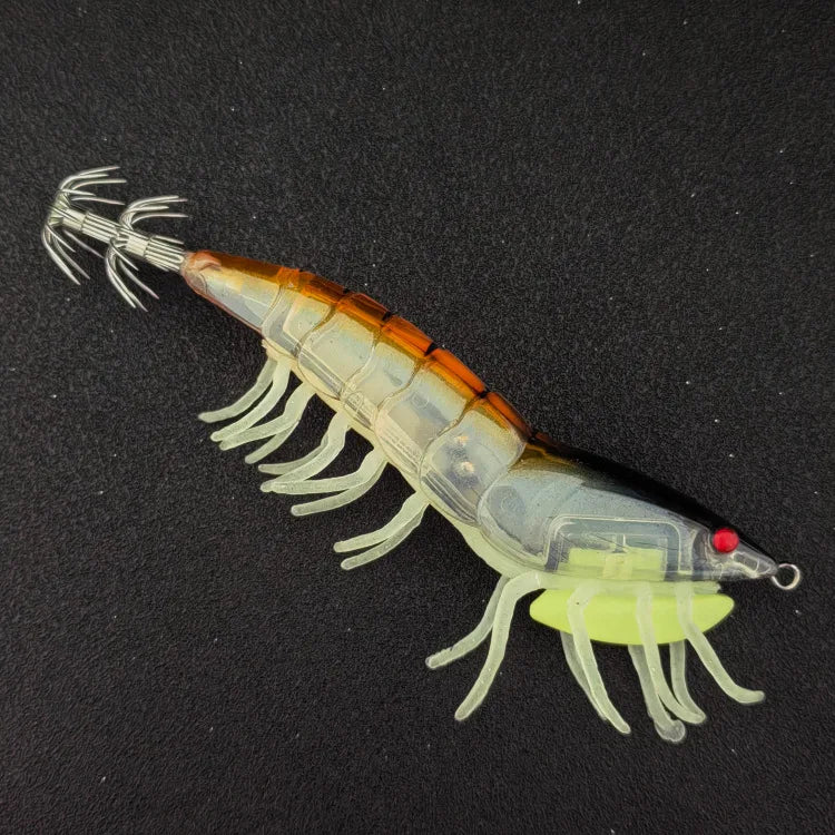 2pcs/set Glow Squid Jigs Set 13cm Simulation Shrimp Fishing Lure 3.5# Wood Shrimp Jig Lure Saltwater Cuttlefish Octopus Tackle