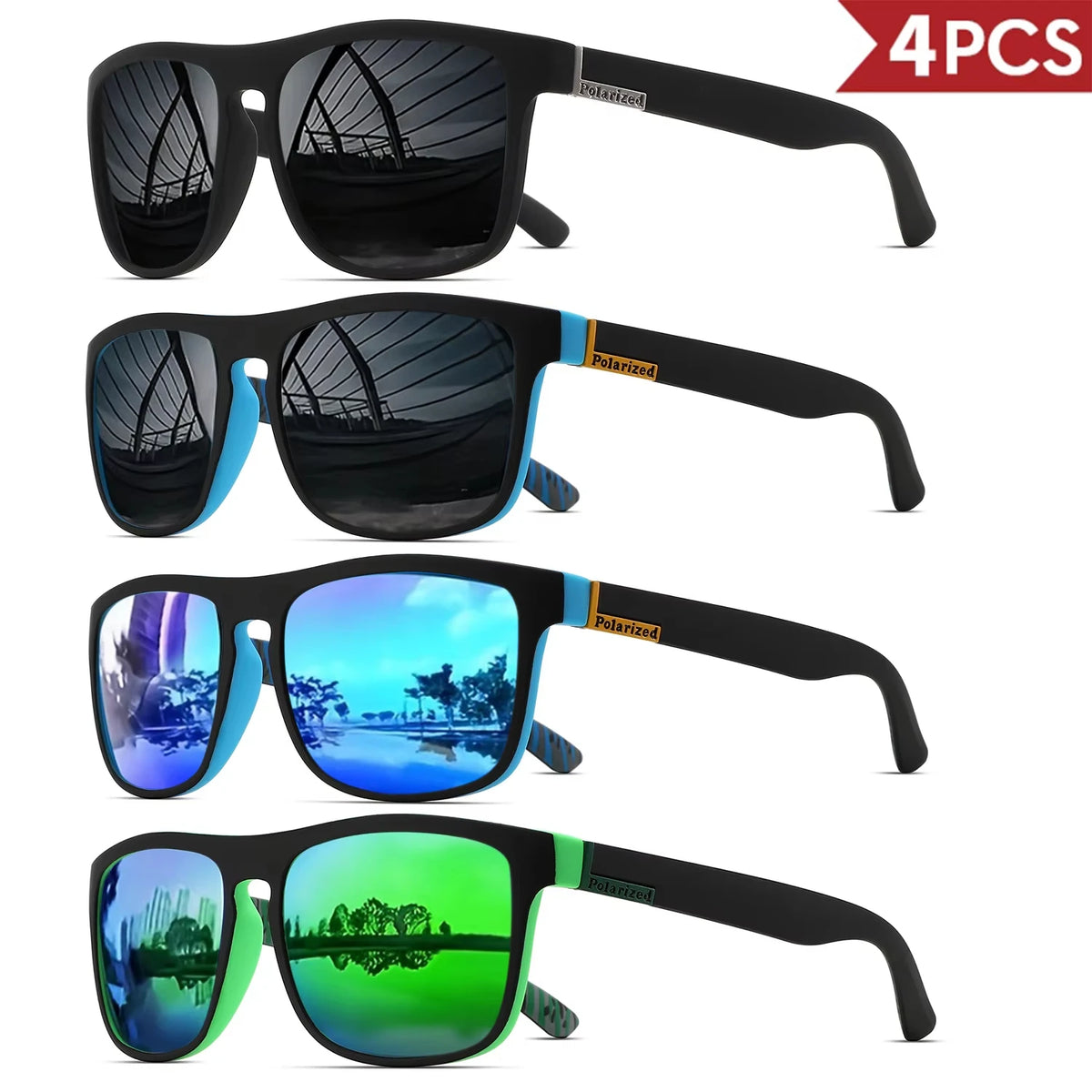 Classic Square Polarized Sunglasses (1-4 Pack)