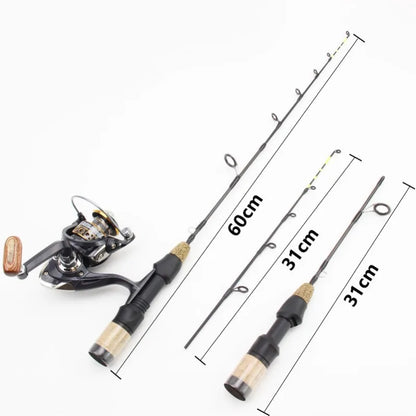 60cm Carbon Ice Fishing Rod and Reel Combo (2 Tips)