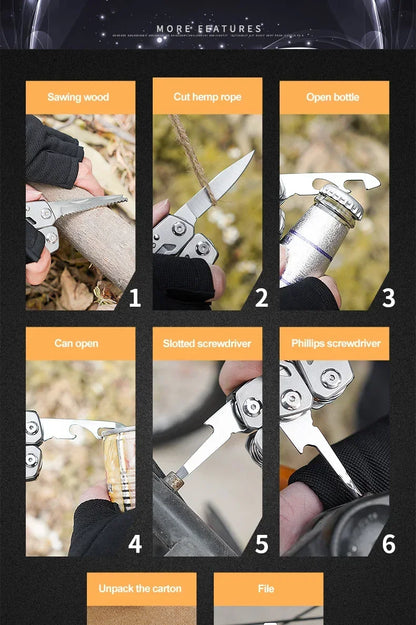 Multi-tool Pliers Outdoor Combination Knife Pliers Stainless Steel Folding Portable Multi-purpose Camping Survival Pliers Tools
