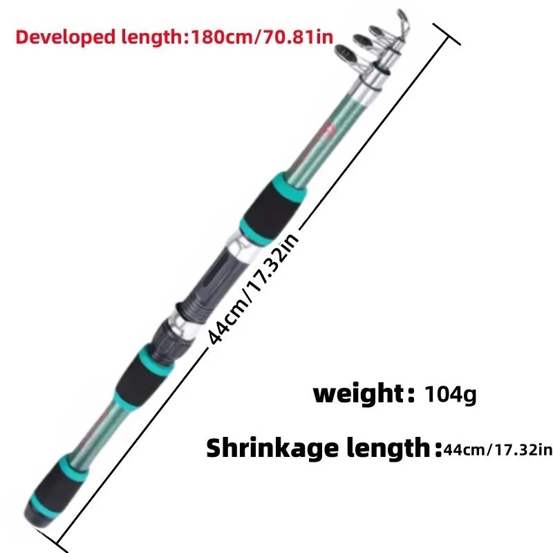 Fishing Pole Set Full Kits With Telescopic Fishing Rod And Spinning Reel Baits Hooks Travel Pole Set