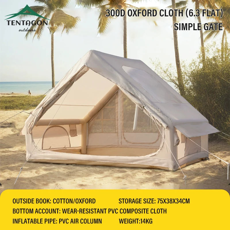 Outdoor Inflatable Tent Quick Setup Camping Tent 3/4P Overnight Rainproof Thickeneded Picnic Large Thickeneded Cabin Family