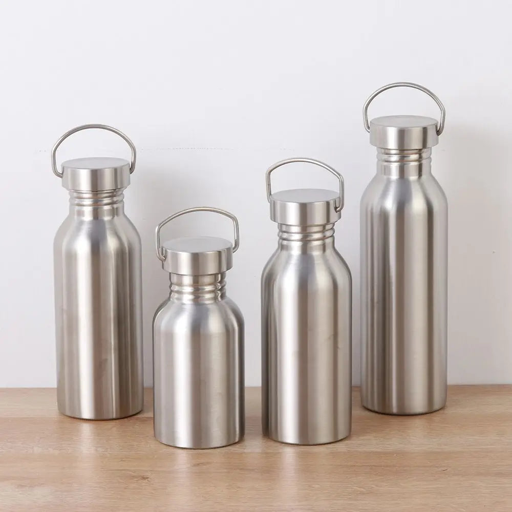 Portable Stainless Steel Bicycle Water Bottle Sports Fitness Single Walled Vacuum Insulated Metal Flask