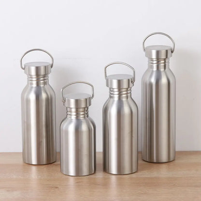 Portable Stainless Steel Bicycle Water Bottle Sports Fitness Single Walled Vacuum Insulated Metal Flask