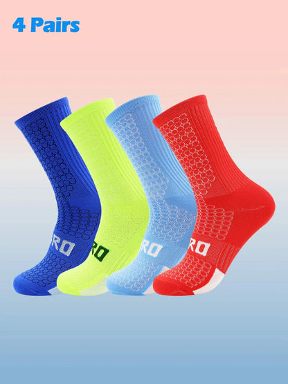 4 Packs Sports Cycling Socks Colorful Anti Smell Ankle Running Athletic Socks, Suitable for Cycling, Running, Hiking Sport, Gym,