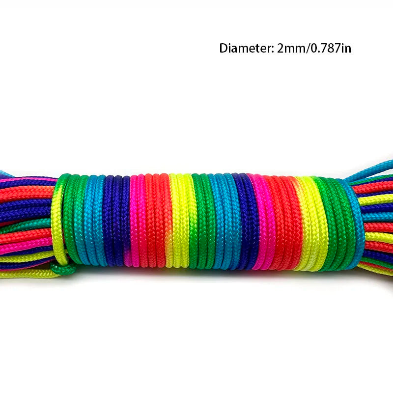 31mRainbow Paracord Rope 2mm/3mm/4mm 7 Strands Climbing Parachute Rope Survival Gear Bracelet Durable Cord for Outdoor Activitie