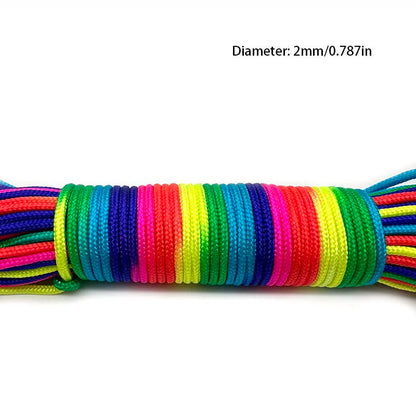 31mRainbow Paracord Rope 2mm/3mm/4mm 7 Strands Climbing Parachute Rope Survival Gear Bracelet Durable Cord for Outdoor Activitie