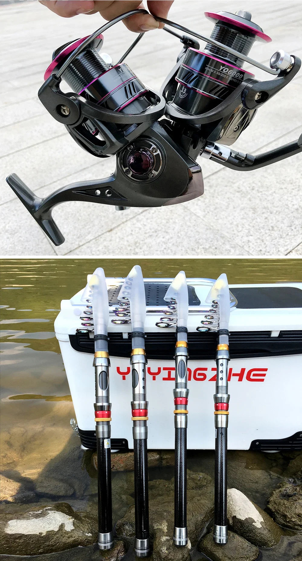 Carbon Fiber Fishing Rod And Reel Combo 1.8-3.6m Telescopic Super Hard Spinning Reel Kit with Max Resistance 3-8kg for Pesca