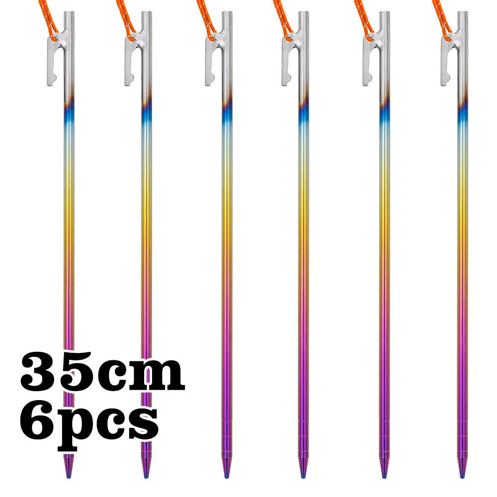 TiTo Camping Tent Accessories Supplies Colorful Titanium Tent Pegs Stakes Heavy Duty Ground Nails 30cm/35cm/40cm for Hard Soil