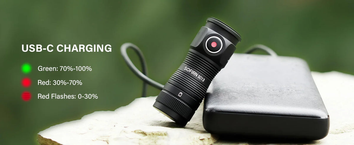 Sofirn Mini SC13 SST40 LED 1300lm Tactical 18350 Rechargeable Flashlight 6000K Keychain Light with Magnetic