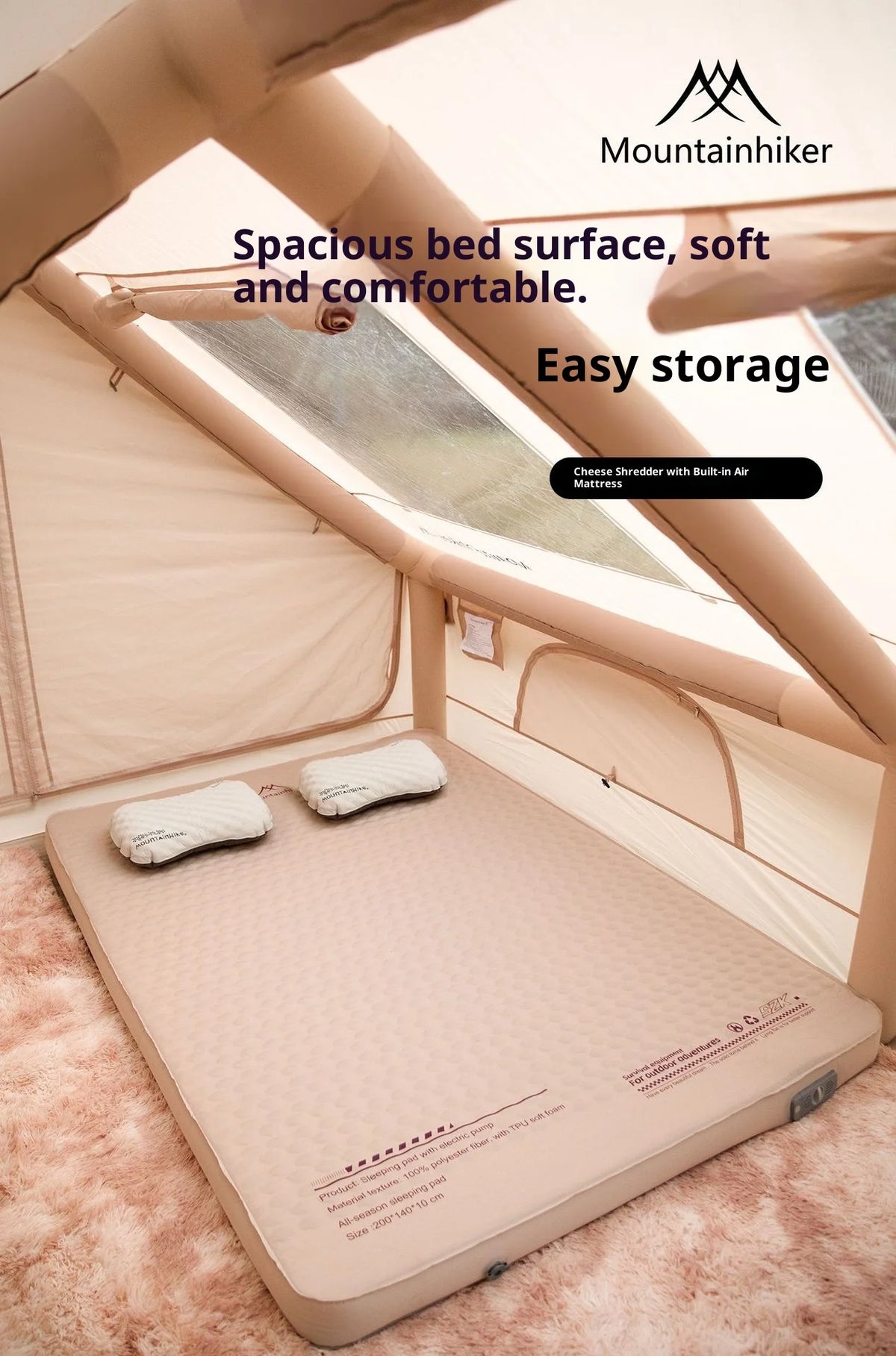 MOUNTAINHIKER Single Double Person Self-inflating Mattress Thick 10cm Compact Folding Camping Sleeping Bed Pad Air Mat Floor