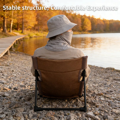 Lightweight Folding Low Back Chair, Portable Outdoor Leisure Recliner for Camping, Picnic, Fishing and Daily Outdoor Activities