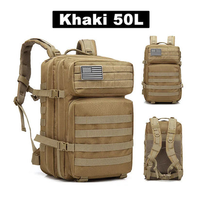 2Q-50L Tactical Backpack Men's Travel Large Capacity Rucksacks Men Waterproof Outdoor 1Sports Multi-functional Bags