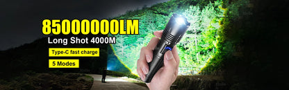 2025 NEW Ultra Bright LED Flashlight 85000000LM Strong Light Tactical Torch Rechargeable Portable Lamp Outdoor Camping Lantern