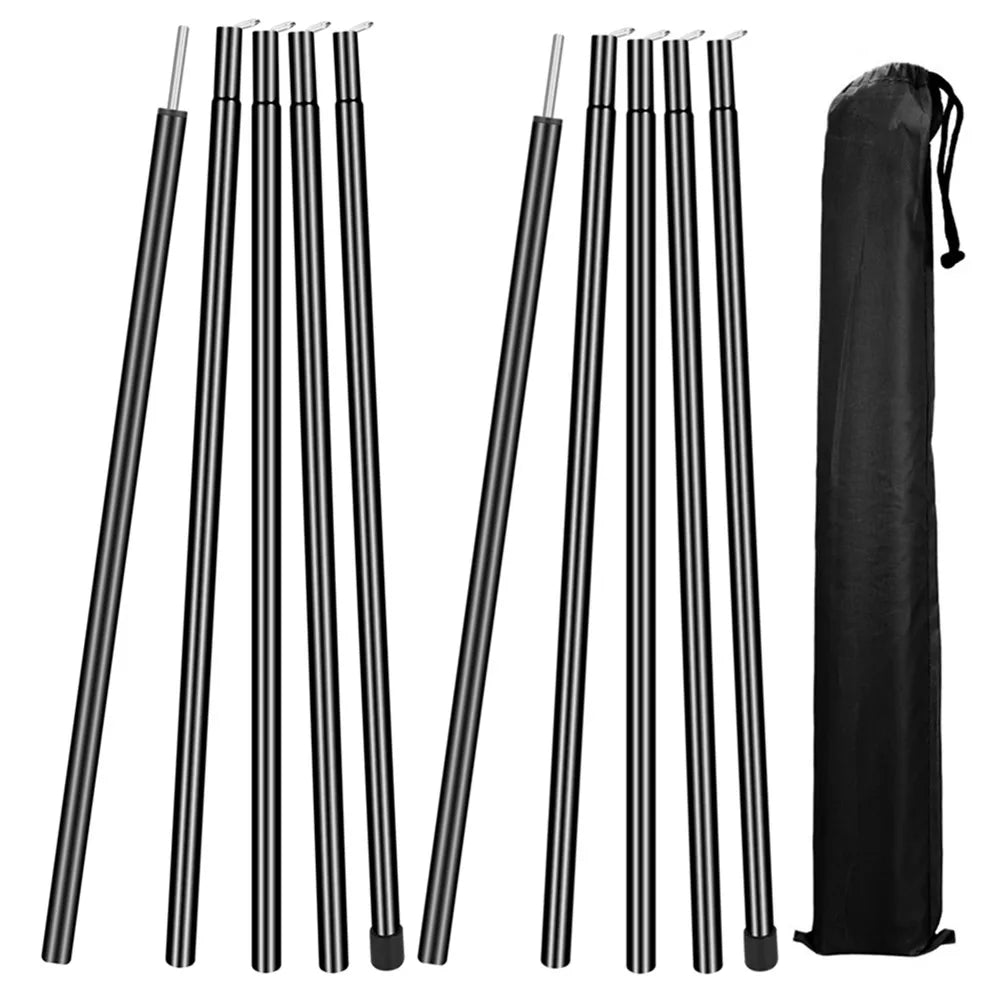 Set of 2 Telescopic Tent Poles Adjustable Aluminium Alloy Rods for Trailor Backpacking Hiking Camping Sail Awning Shelter Canopy