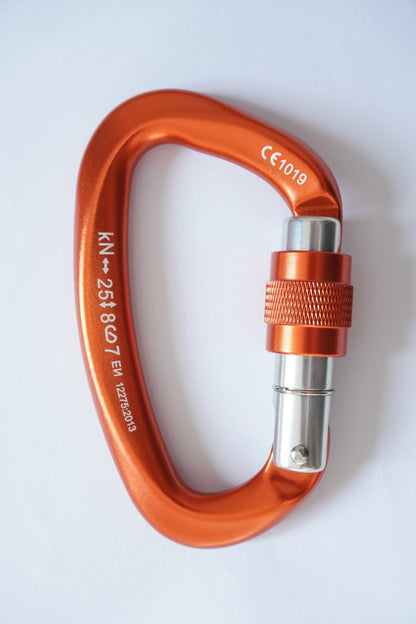 Outdoor Professional Rock Climbing Accessories Aluminum Carabiner 25kN Lock D-Shape Safety Buckle For Keys Tools Equipment