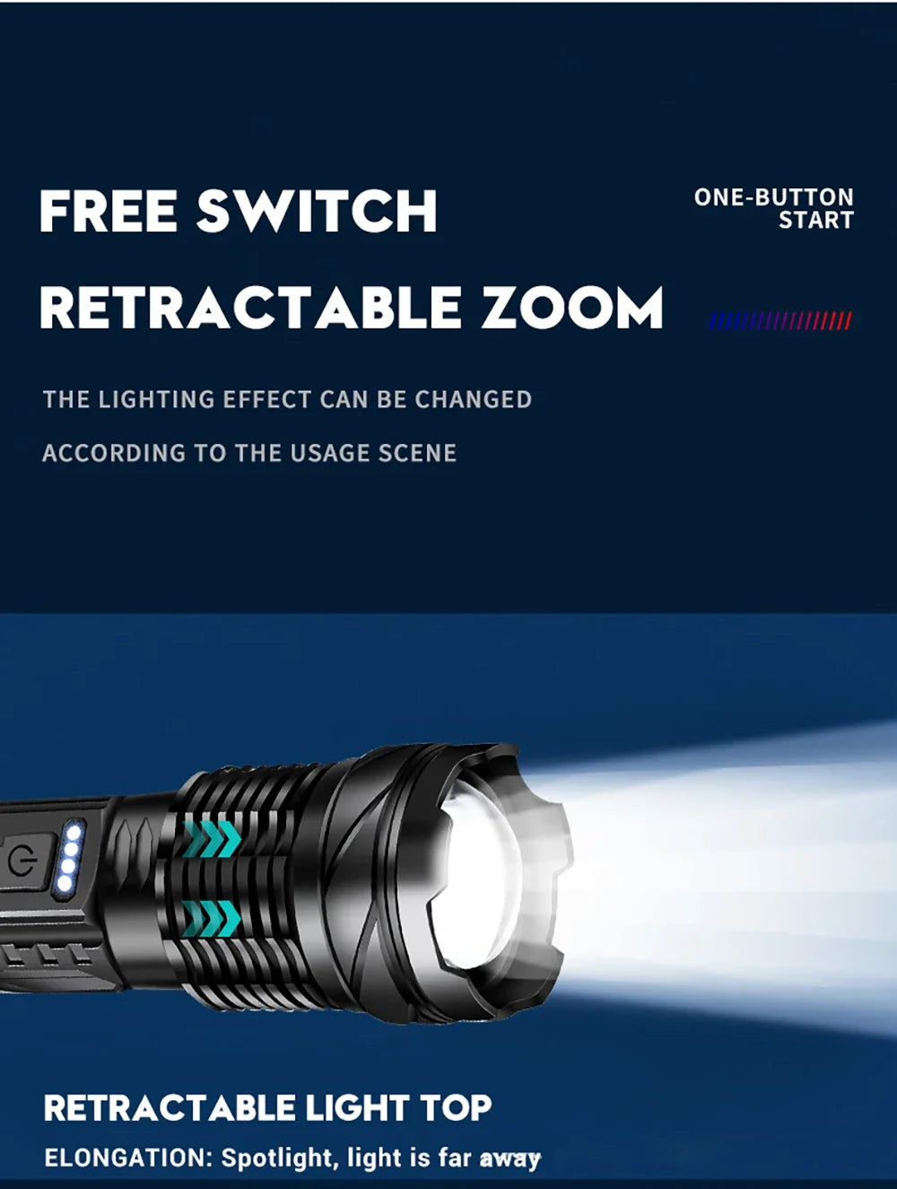 LED Flashlight Rechargeable Torch High Power Strong Light Flashlight Long Range Tactical Zoom Lamp Outdoor Camping Lantern