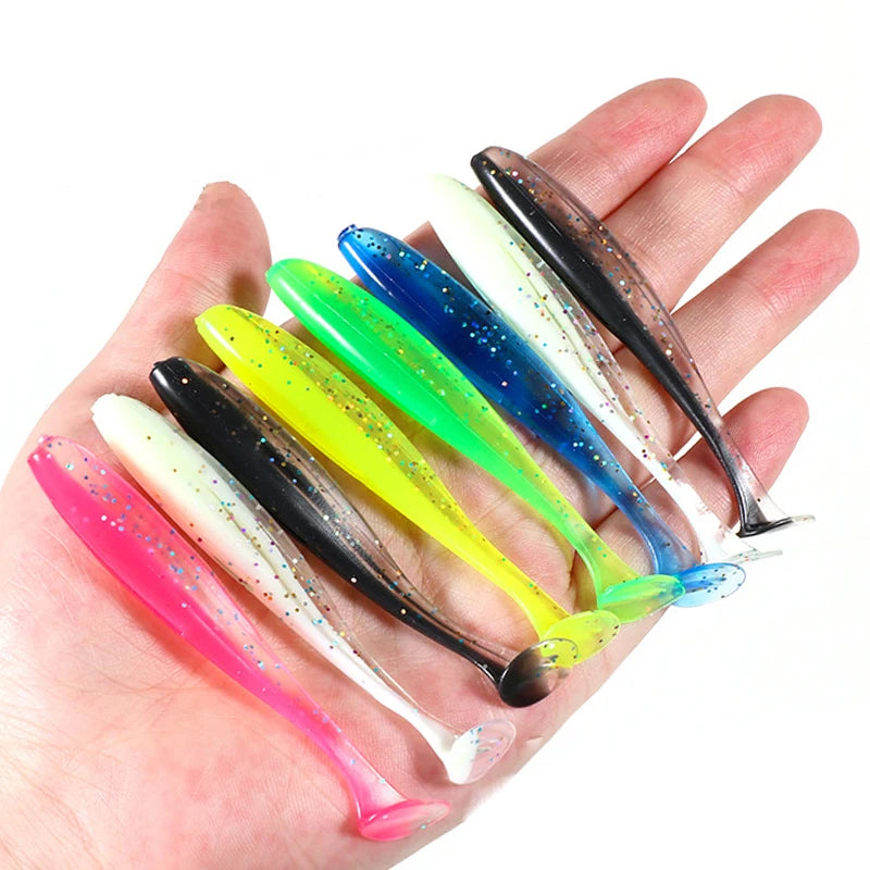 Fishing Lure Soft Tail Bait Set 55/65/75mm Swimbaits Silicone Wobblers Pesca Bass Carp Fishing Tackle Random Color 10/50/100Pcs