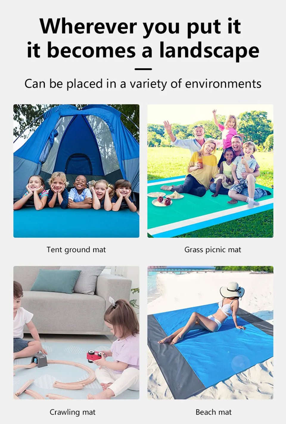 200*210cm Sandproof Beach Blanket Waterproof Beach Mat Portable Lightweight Picnic Blanket Camping Mat For Travel Hiking Sports