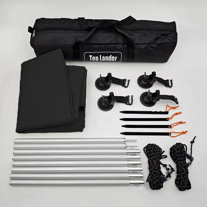 SUV Car Side Awning Tarp Black Coating Waterproof UV Protection Suction Cup Shelter Tent Camping Touring Outdoor Shade Manta Ray