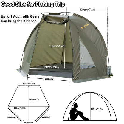 1-2 Person Shelter Tent Camping Tent Ultralight Waterproof for Hunting Adventure Travel Carp Fishing Bivvy
