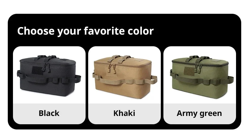 Large Capacity Outdoor Camping Storage Bag - Ground Nail Tool Bag with Picnic Cookware Utensils Kit Gas Canister Organizer