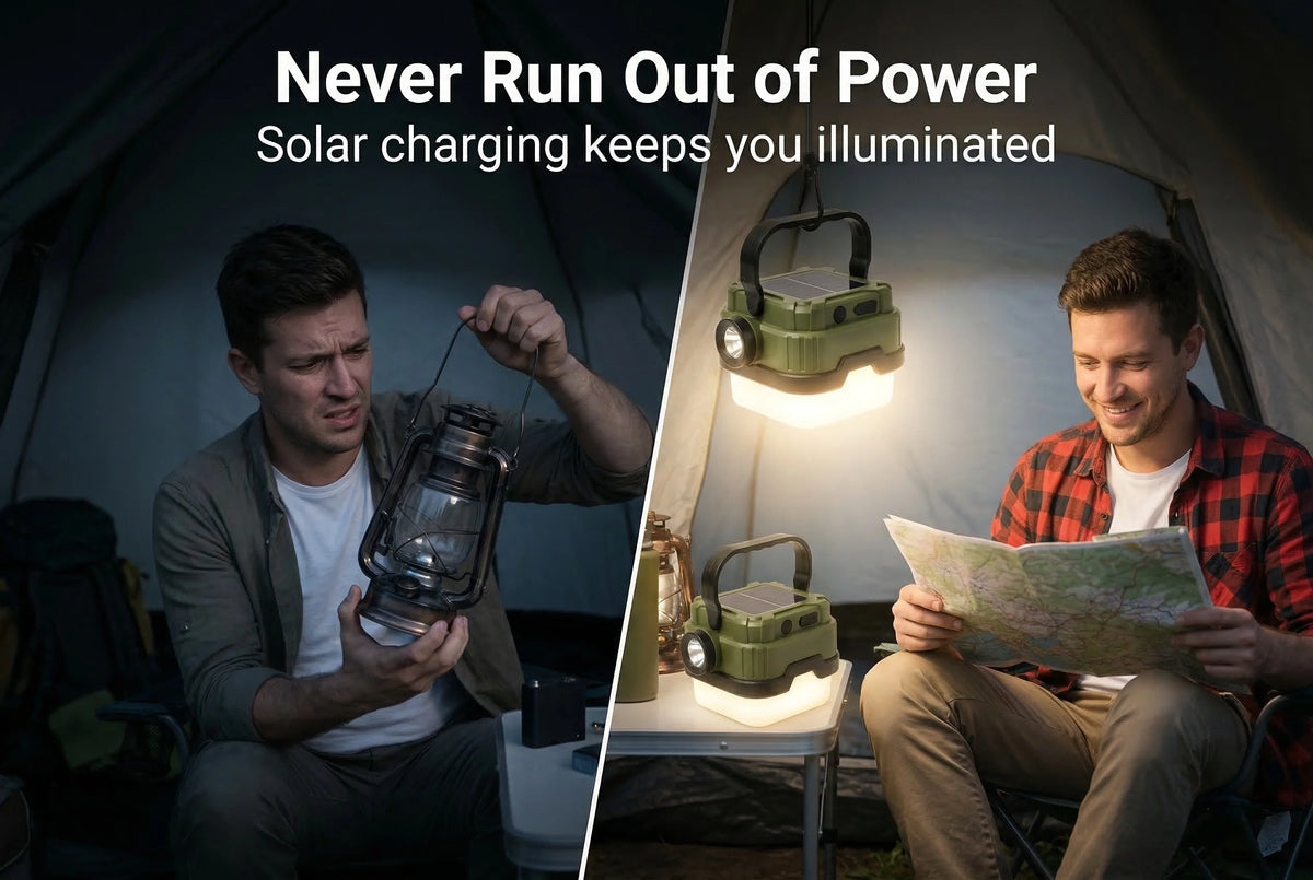 Solar Powered Camping Lantern with Ultra Long Battery Life for Outdoor Tent Emergency Lighting Home Use