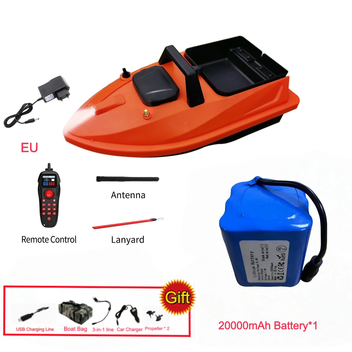 GPS Smart Bait Boat with 24 Saved Fishing Spots & Auto-Return