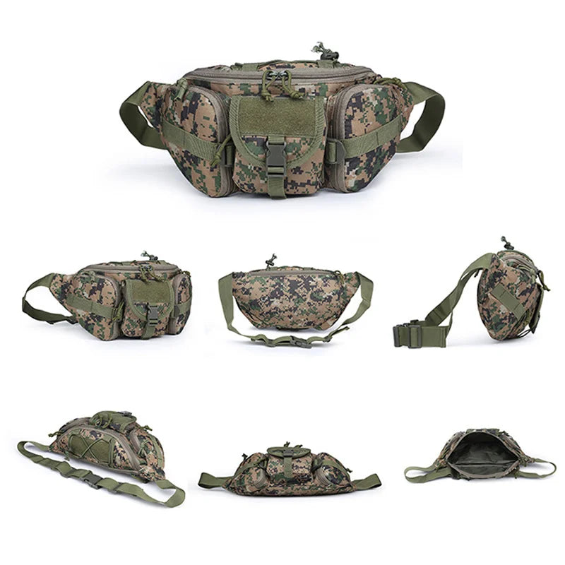 HOMEFISH Outdoor Waist Bag Men's Tactical Waterproof Molle Camouflage Hunting Hiking Climbing Nylon Mobile Phone Belt Pack