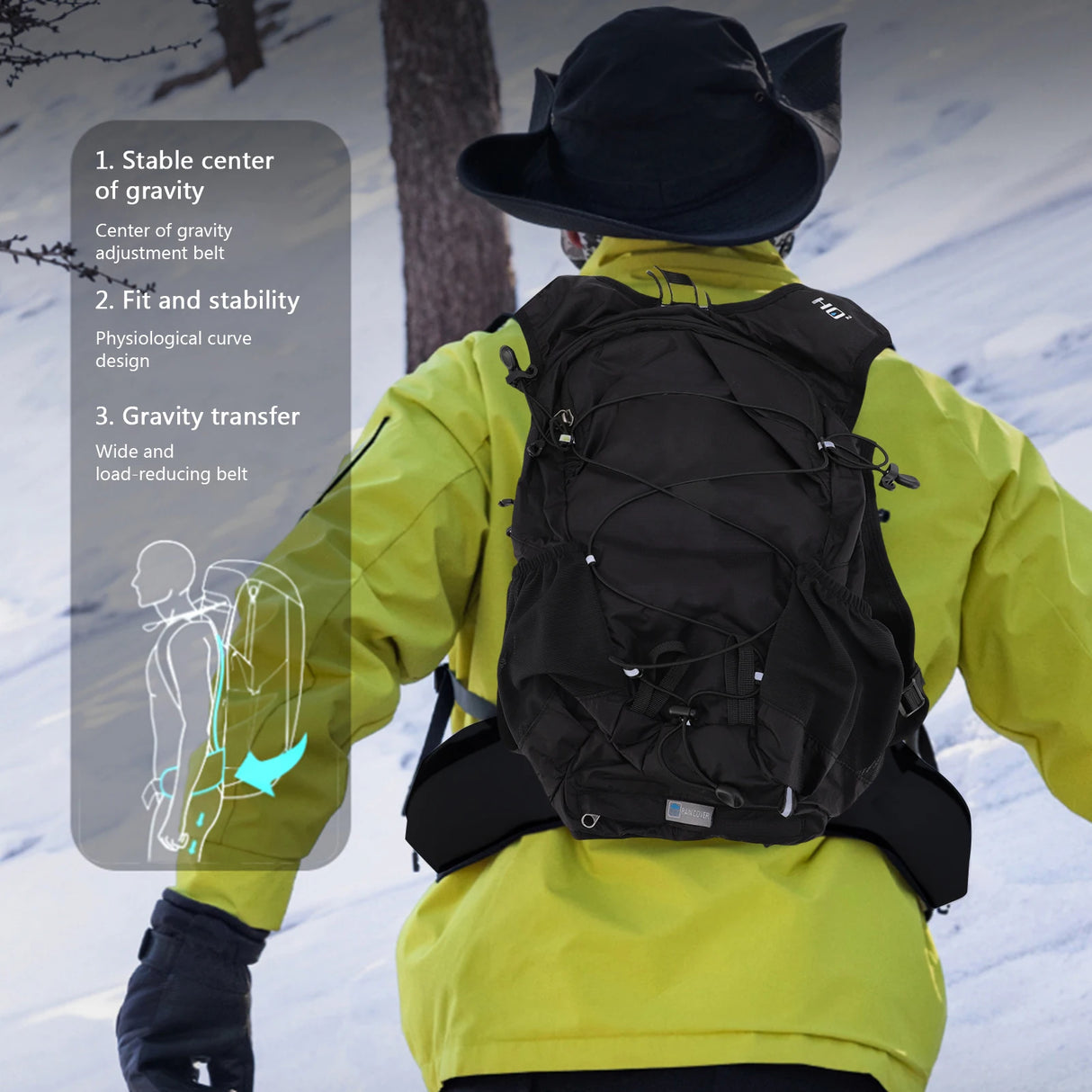 Hydration Backpack Breathable 20L Water Backpack with Multiple Pockets and Reflective Strip Multi-functional Hydration Pack