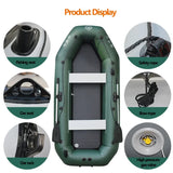 PVC Inflatable Fishing Kayak Boat (1.75–3.6m) – Air Deck & Slat Bottom Dinghy Raft with Oar Seats & Safety Net