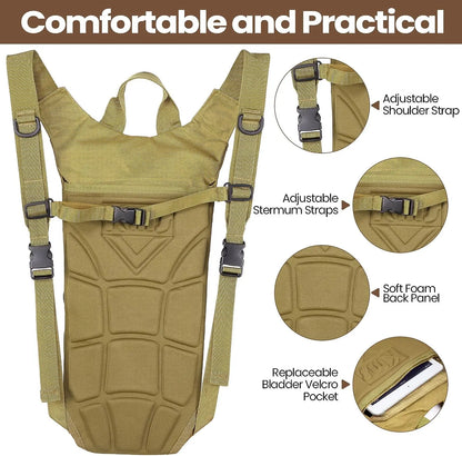 Sport Hydration Pack Backpack Water-proof Nylon Water Bag with 3 Liter Bladder for Hiking Cycling Climbing