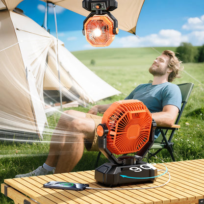 20000mAh Camping Fan with LED Lantern – 8-Speed, Remote