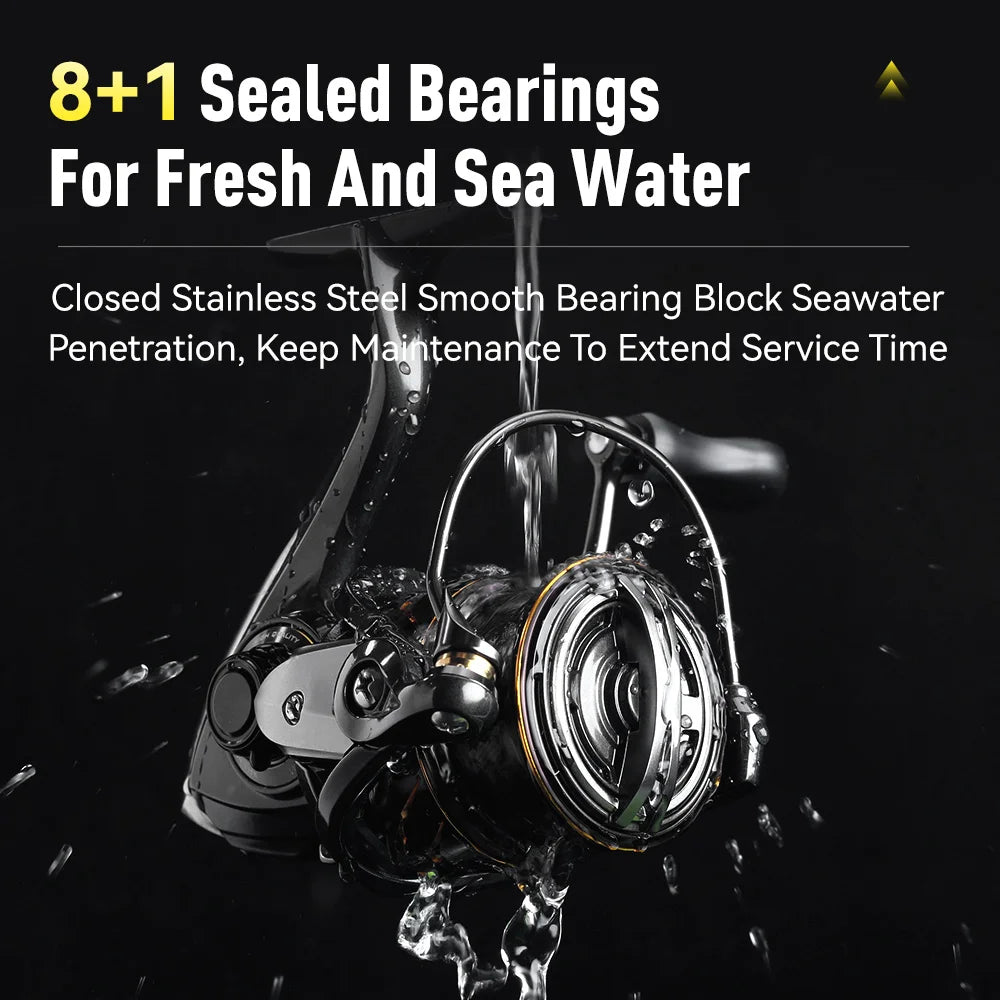 Kingdom Micro Fly Pro Spinning Fishing Reel 800-3000 Ultra Light 8+1 BB 7KG Max Drag 5.2:1/6.2:1 Gear Ratio Freshwater Saltwater