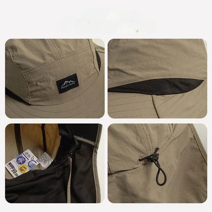 WRELS Wide Brim Neck Protection Bucket Hat