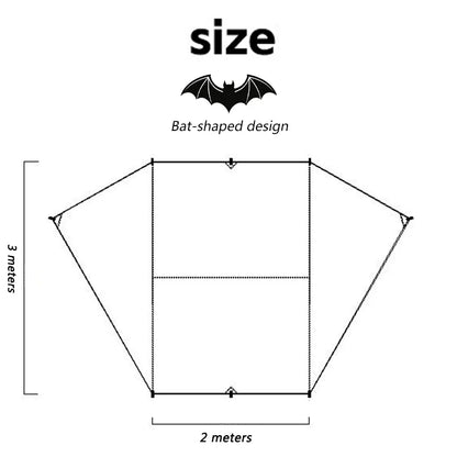 Bat Shape Car Side Awning Black Coating Tarp 2x3 Outdoor Waterproof Camping Black Coated Car Rear Shelter Tent for SUV Van