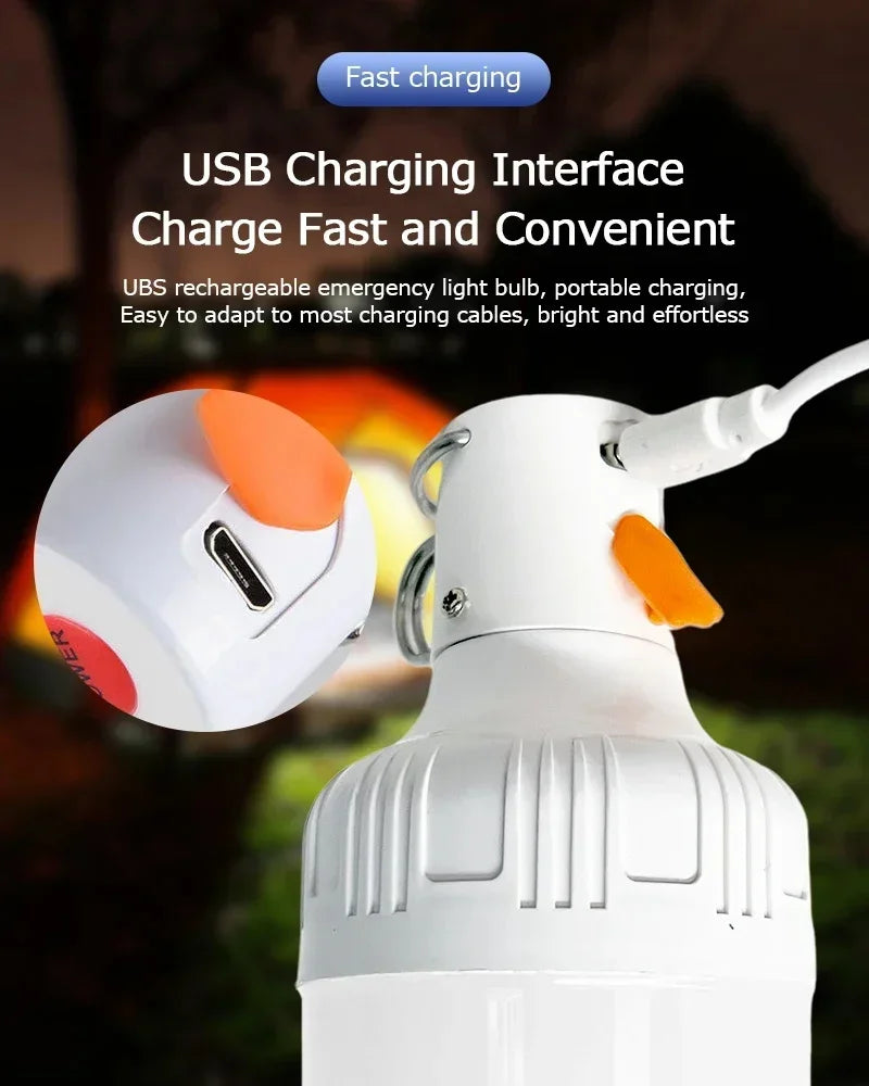 Rechargeable Portable Camping Brightness Light Dimmable LED Bulb Waterproof Outdoor Tent Light Emergency Night Light with Hook