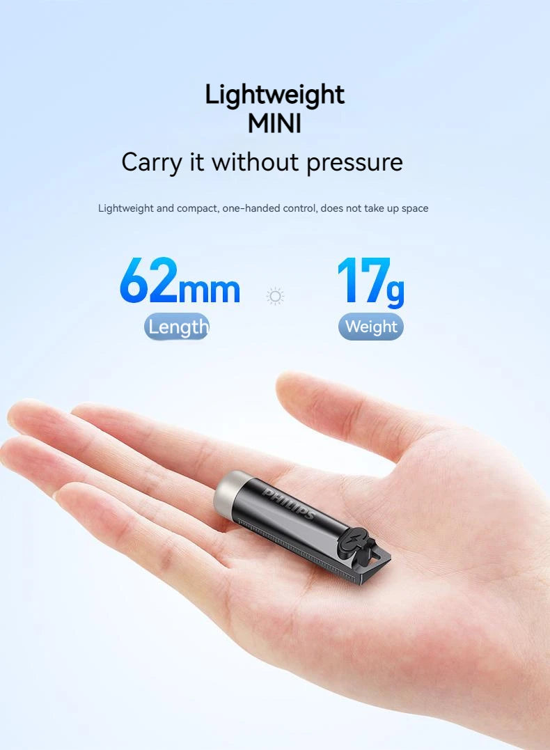 PHILIPS 2025 NEW SFL1121  EDC Flashlight LED Rechargeable Mini EDC Keychain Flashlights Camping Lamp For Hiking Self Defense