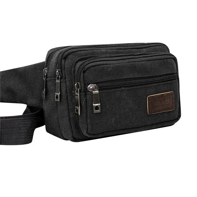Canvas Waist Bag Outdoor Sports Multifunctional Male Waist Pack High Quality Durable High-capacity Bags Portable Phone Purse