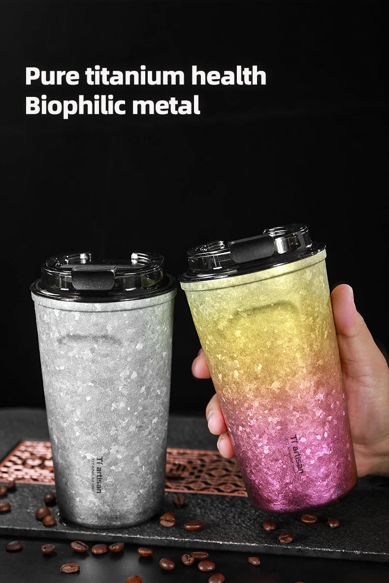 Tiartisan Pure Titanium Vacuum Insulated Cup 400ml / 500ml Double-Wall Coffee Mug Outdoor Camping Lightweight Thermos Cup