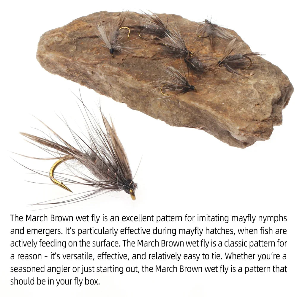 March Brown Soft Hackle Wet Flies #12 (6 Pack)