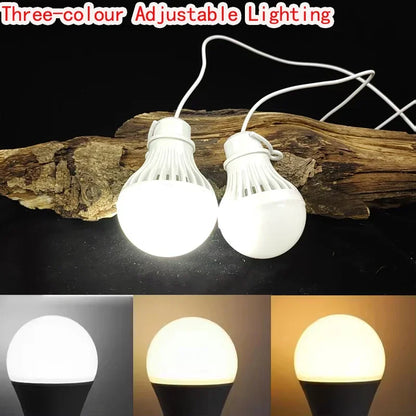 DC5V Led Camping Light 5W/7W Usb Emergency Bulb 3-color Dimmable Hanging Tent Light Barbecue Fishing Repair Outdoor Equipment