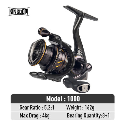 Kingdom Micro Fly Pro Spinning Fishing Reel 800-3000 Ultra Light 8+1 BB 7KG Max Drag 5.2:1/6.2:1 Gear Ratio Freshwater Saltwater