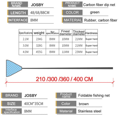JOSBY Carbon Folding Landing Net 3-4m
