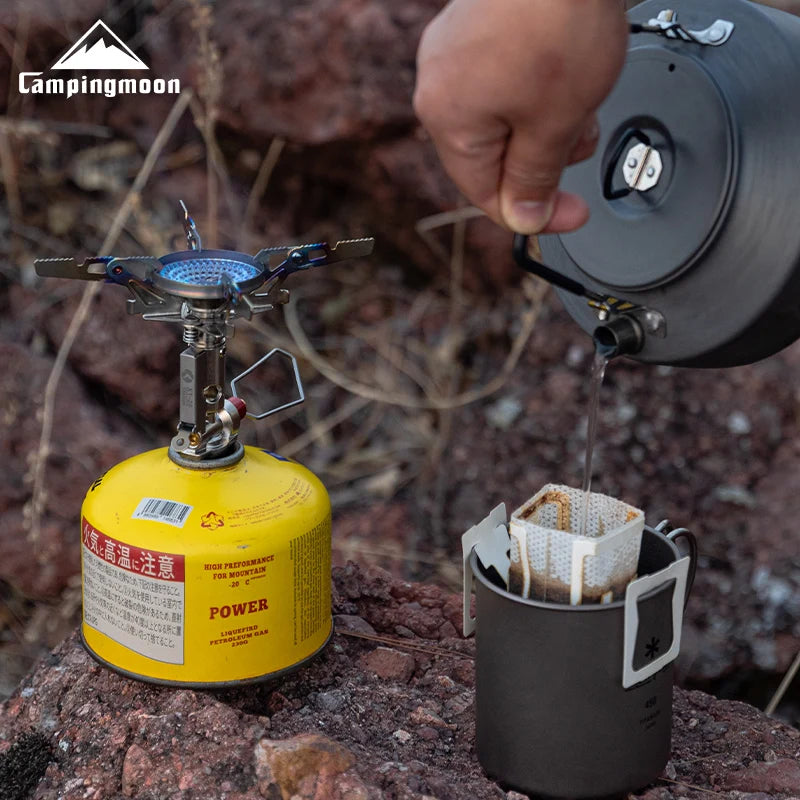 CAMPINGMOON XT-2F Xuanfeng Titanium Rocket Stove Portable Mini Camping Gas Burner Stable Voltage Output Outdoor Cooking Furnace